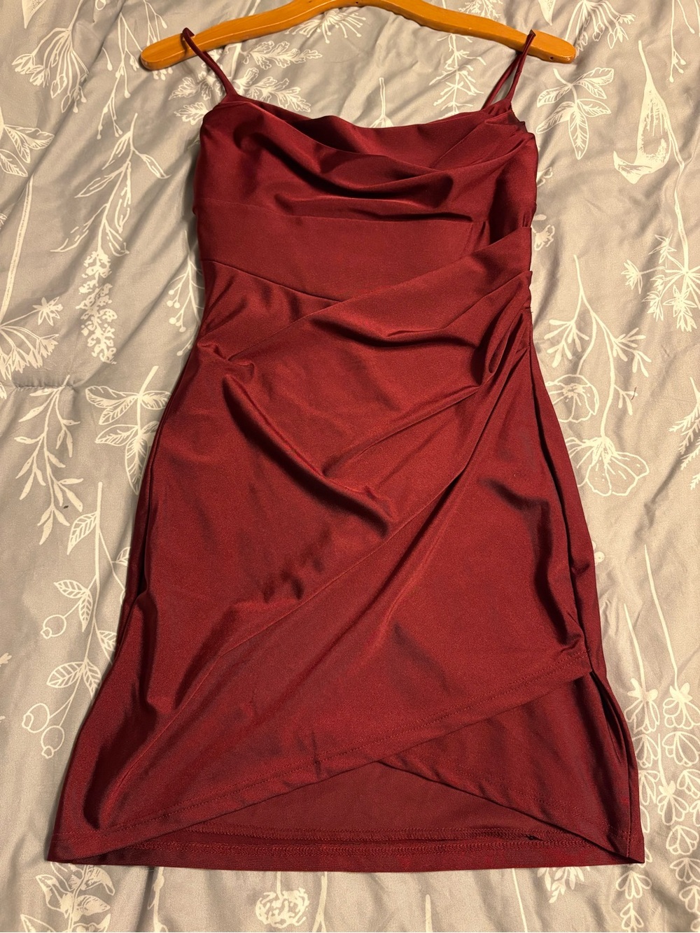 Windsor Burgundy Cowl Neck Mini Dress